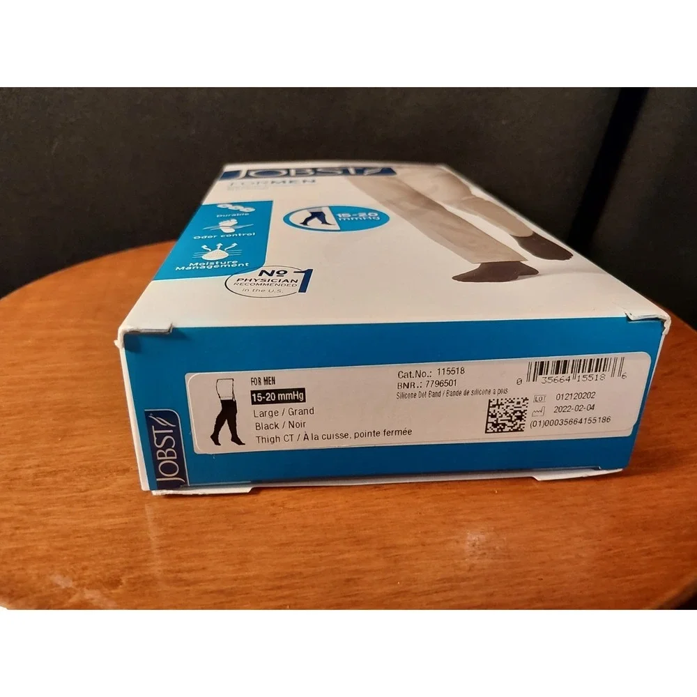 JOBST For Men Thigh High Compression Stockings 15-20 mmHg Large Black 115518 NEW